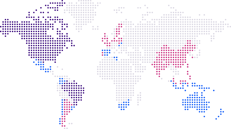 Mapa-múndi com presença global da Insi